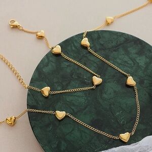 Vivre 18K Gold Non-Tarnish Petite Heart Bracelet, Necklace